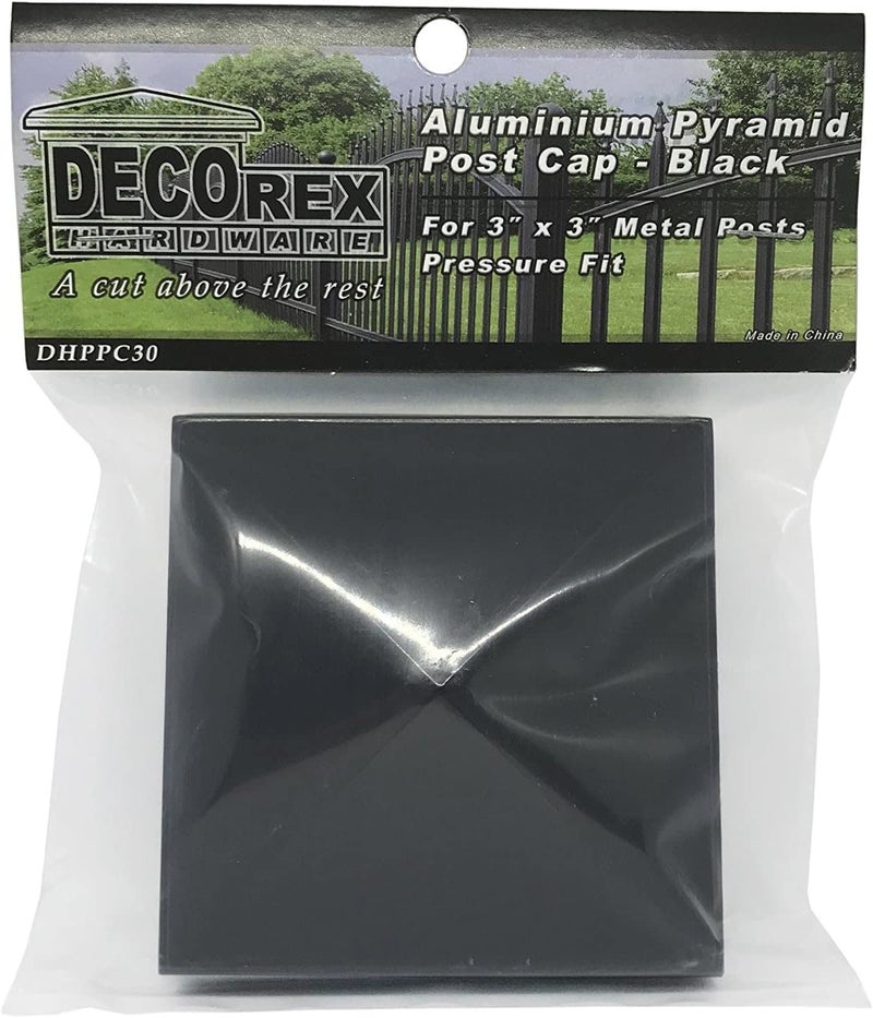 Decorex Hardware 3" x 3" Aluminium Pyramid Post Cap for Metal Posts - Pressure Fit - Black - DHPPC30 - Image 3
